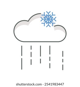 snow showers weather icon linear style isolated white.