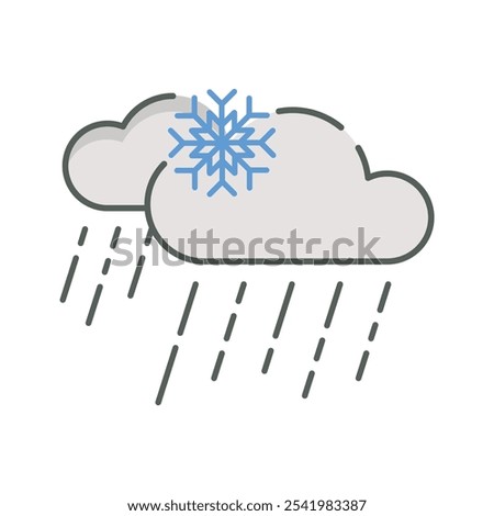 Snow Showers weather icon linear style isolated white.