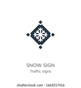 Vector de icono de signo de nieve. Icono de la nieve plana de moda de la colección de señales de tráfico aislado en fondo blanco. La ilustración vectorial se puede utilizar para diseño gráfico web y móvil, logotipo, eps10