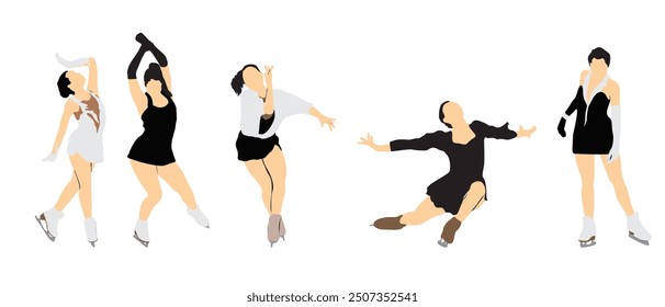 snow skater figure skating full isolated vector 