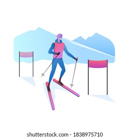 snow ski athlete vector illustration flat style design