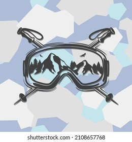 Snow Ski Goggles Illustration Clip Art Design Shape. Skiing Glasses Silhouettes Icon Vector.