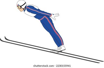 Snow Ski Jumper Vector Illustration
