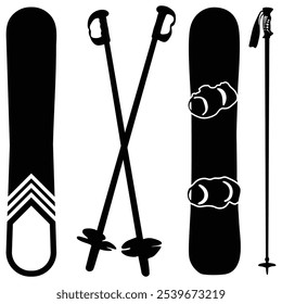 Snow Ski and Stick Icon: Winter Sports Design