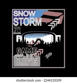 Snow Ski typography, t-shirt graphics, vintage , retro,vector