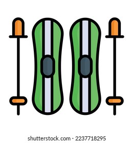 Snow ski vector icon, winter games
