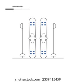 Snow Skiing Equipment Icon Vector Design. 
