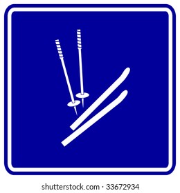 snow skiing skis and poles sign