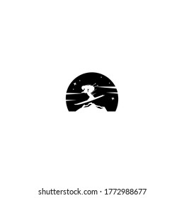 Snow skiing. Vector illustration that promotes recreation, sports, tourism and travel.