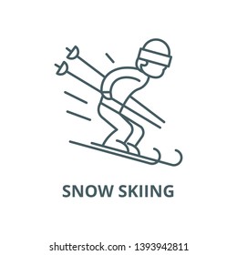 Snow skiing vector line icon, linear concept, outline sign, symbol