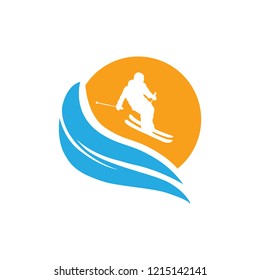 snow skiing, winter mountain scene
