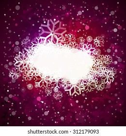 Snow sky background with label. Winter cloud for text. Seasonal holidays banner design.