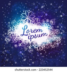 Snow sky background. Winter cloud for text. Seasonal banner design.