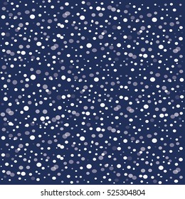 Snow is in the sky. Falling snow. Snow falling on a dark blue backgroun. Dark blue sky and snowflakes - isolated vector illustration.