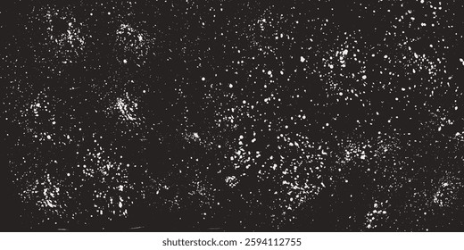 Snow Sky Hand Drawn Abstract Texture. Vector Hand Drawn Distress Abstract Winter Snowflake Banner. Snow Texture with Random Scattered White Dots on Blue Background. Not AI