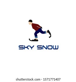 snow sky. vector of people skating against a white background