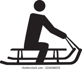Snow Sled Icon Vector, simple style, skii,  illustration, isolated black