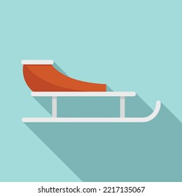 Snow sleigh icon flat vector. Claus sledge. Winter deer sled