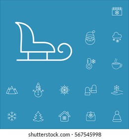 snow sleigh line vector line icons set