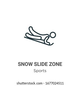 Snow slide zone outline vector icon. Thin line black snow slide zone icon, flat vector simple element illustration from editable sports concept isolated stroke on white background