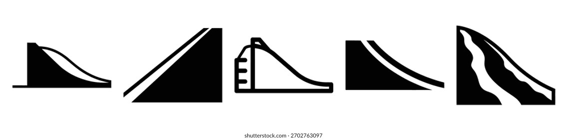 Diseño del Vector de la pendiente de la nieve con la silueta negra y el fondo blanco