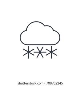 snow, snowfall cloud, winter weather thin line icon. Linear vector illustration. Pictogram isolated on white background