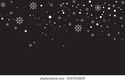 Snow snowfall snowflakes Pattern design. Minimal winter backdrop featuring scattered  snowflakes gently falling on a clean  background, ideal for seasonal designs and holiday themes.