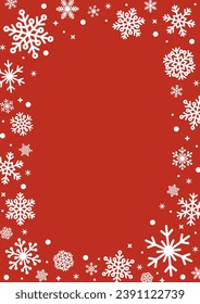 snow snowflake frame red white winter holiday season celebrate christmas sparkling beautiful luxury vector illustration graphic design banner border poster