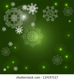 snow snowflake on green background vector