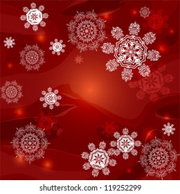 snow snowflake on red grunge background vector