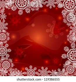 snow snowflake on red grunge background vector