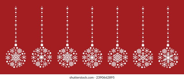 ornamento de copo de nieve puesta en temporada de vacaciones de invierno celebra navidad blanca roja destellando hermosa ilustración vectorial de lujo diseño gráfico