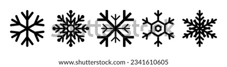 Snow. Snowflake. Snowflakes black vector icons. Snow shape. Snowflake icon. Snow flake different shape