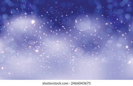 Snow and snowflakes in defocus. New year and Christmas background. Abstract bokeh backdrop.