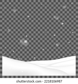 Snow, snowflakes, snow drifts background. Falling snowflakes on snow. Vector illustration, eps 10.