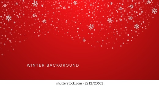 Snow and snowflakes in the form of curtains on a red background.