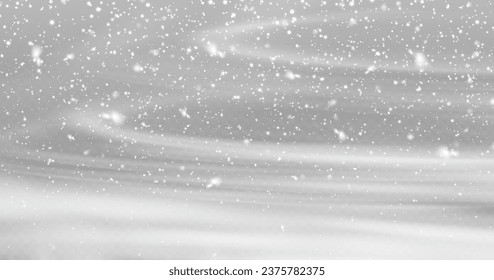 Snow and snowflakes on transparent background. Winter snowfall effect of falling white snow flakes and shining, New Year snowstorm or blizzard realistic backdrop. Christmas or Xmas holidays.