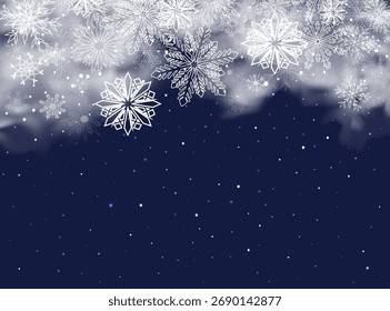 Nieve y copos de nieve sobre fondo transparente. Efecto de nevada invernal de caída de copos de nieve blancos y brillante, tormenta de nieve de año Nuevo o telón de fondo realista de ventisca. Navidades o vacaciones de Navidad