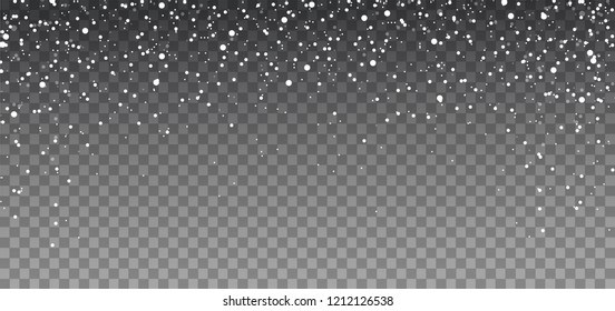 Snow With Snowflakes. Realistic Transparency Snow Effect. Overlay. Vector