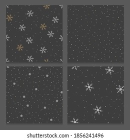 Snow and snowflakes seamless pattern set.