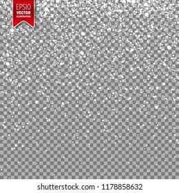 Snow with snowflakes. Winter background for Christmas or New Year holidays. Falling snow effect. Frost storm, snowfall, ice.
