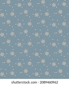 Snow, snowflakes. Winter time. Holiday. Seamless pattern. Design for paper, cover, fabric, interior decor.
