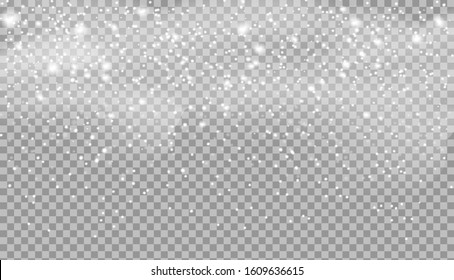 Snow. Snowstorm effect for design. Vectra illustration of running snow. Snow on a transparent background.