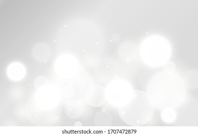 Snow Sparkle Bokeh Background. Soft Blur Grey Light Effect Wallpaper. Abstract Background Bokeh Blurred. Shiny Bokeh Light Effect. Vector Illustration.