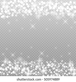 Snow sparkles transparent element. Christmas background