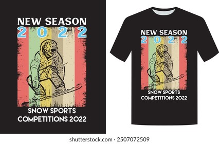 Snow sport silhouette retro t shirt design