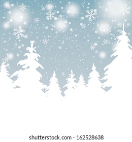 Snow with spruces on the grey background. Eps 10 vector file.