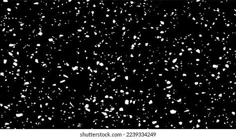 Snow, stars, fairy twinkling lights, rain drops on black background. Abstract vector noise. Small particles of debris and dust. Distressed uneven grunge texture overlay.
