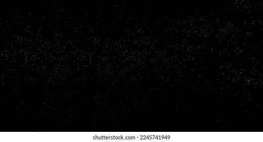 Nieve, estrellas, luces brillantes de hadas, lluvia cae sobre fondo negro. Ruido vector abstracto. Pequeñas partículas de desechos y polvo. Superposición de textura de grunge desigual.
