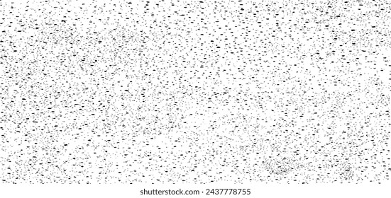 Snow, stars, fairy twinkling lights, rain drops on black background. Abstract vector noise. Small particles of debris and dust. Distressed uneven grunge texture overlay.
